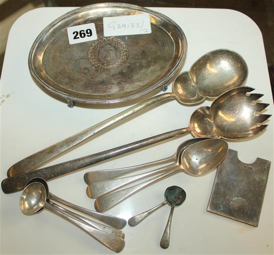 Silver card tray & mixed cutlery